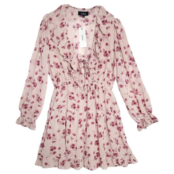 NWT AAKAA FLORAL DUSTY PINK ROMANTIC COTTAGE CORE DRESS MEDIUM - Picture 1 of 5